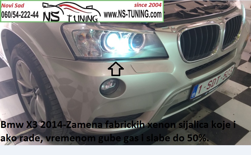 bmw x3 f25 2013 2014 xenon sijalica d1s zamena ugradnja lose sija slabo far novi sad ns tuning